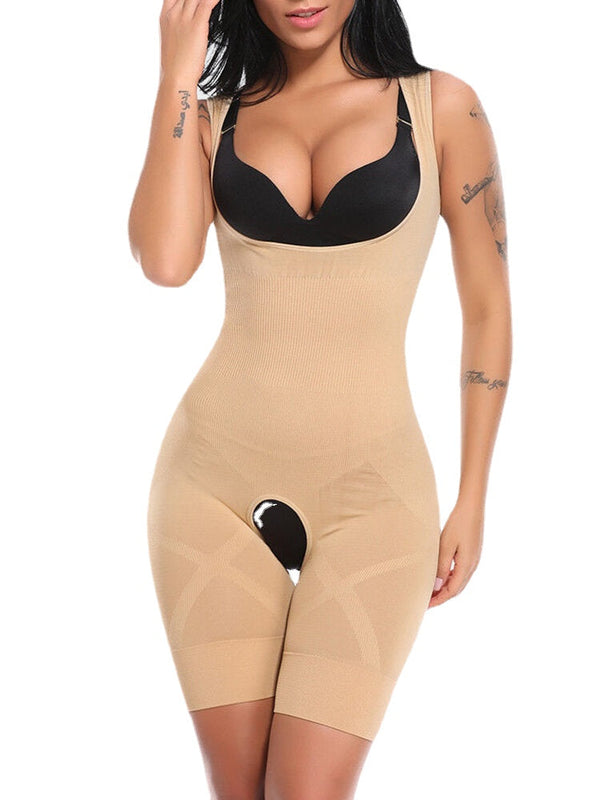 Women Floral Print Ribbed Breast Support Slimming Breathable Onesies Shapewear