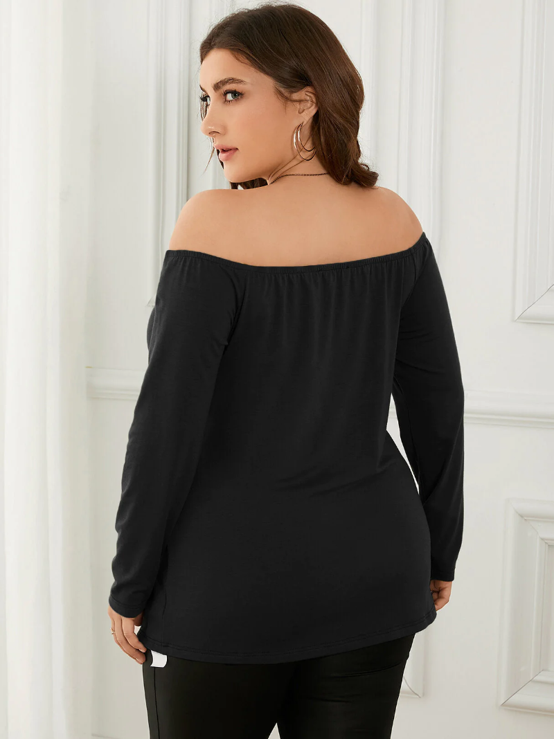 Plus Size Off The Shoulder Lace-Up Design Tee Secondary image