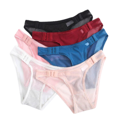Comfortable Sexy Women's Low Waist Lace Mesh Panties Solid Color Secondary image