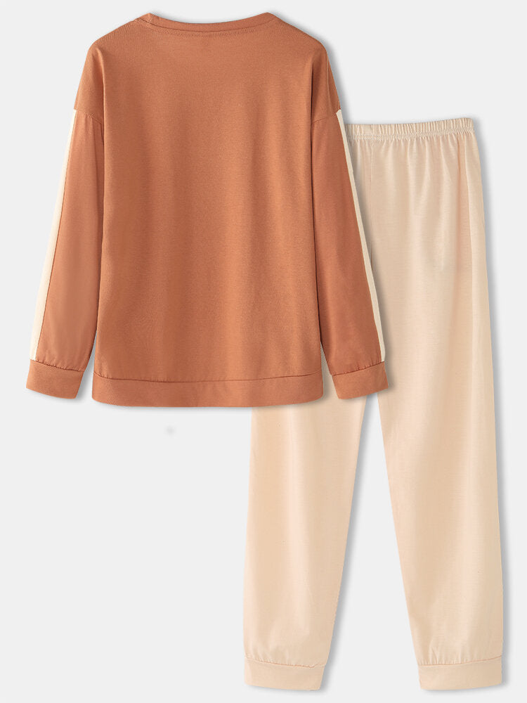 Women's Cute Pig Pajama Set: Long Sleeve Sweatshirt & Loose Jogging Pants for Home Lounge