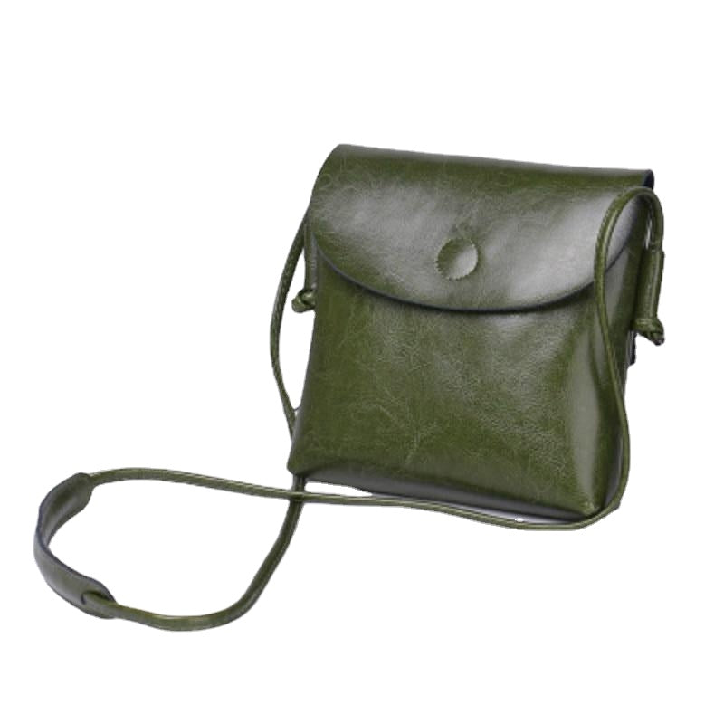 Vintage Oil Genuine Leather Bags for Women High Quality Single Shoulder Crossbody Mini Bag Simple Ladies Designer Purse