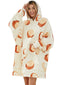 Women's Cartoon Bread Print Cozy Blanket Hoodie with Kangaroo Pocket