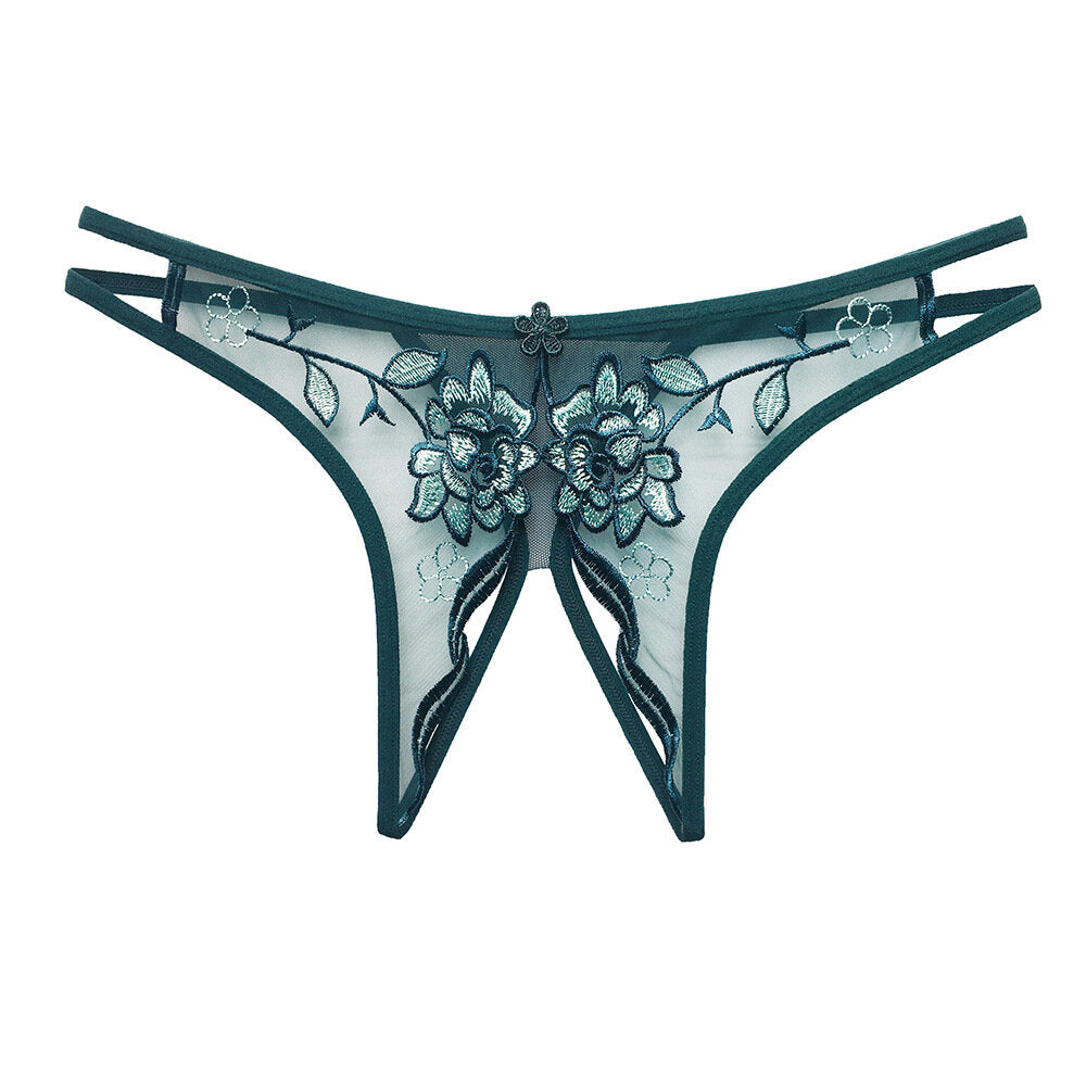 Women's Embroidered Sheer Open Crotch Lingerie Panties Main image