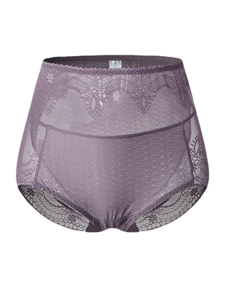 Women's High Waist Lace Sheer Breathable Stretch Lingerie Panties