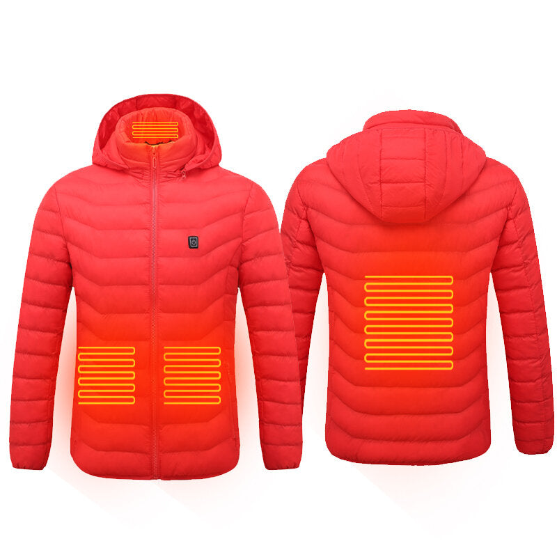 Electric USB Intelligent Heated Warm Back Abdomen Neck Cervical Spine Hooded Winter Jacket Motorcycle Skiing Riding Coats Secondary image