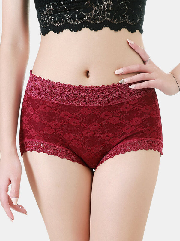 Women's High Waist Lace Full Coverage Panties