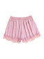 Faux Silk Seamless Lace Trim Smooth Butt Lifter Mid Waisted Safety Short Pants