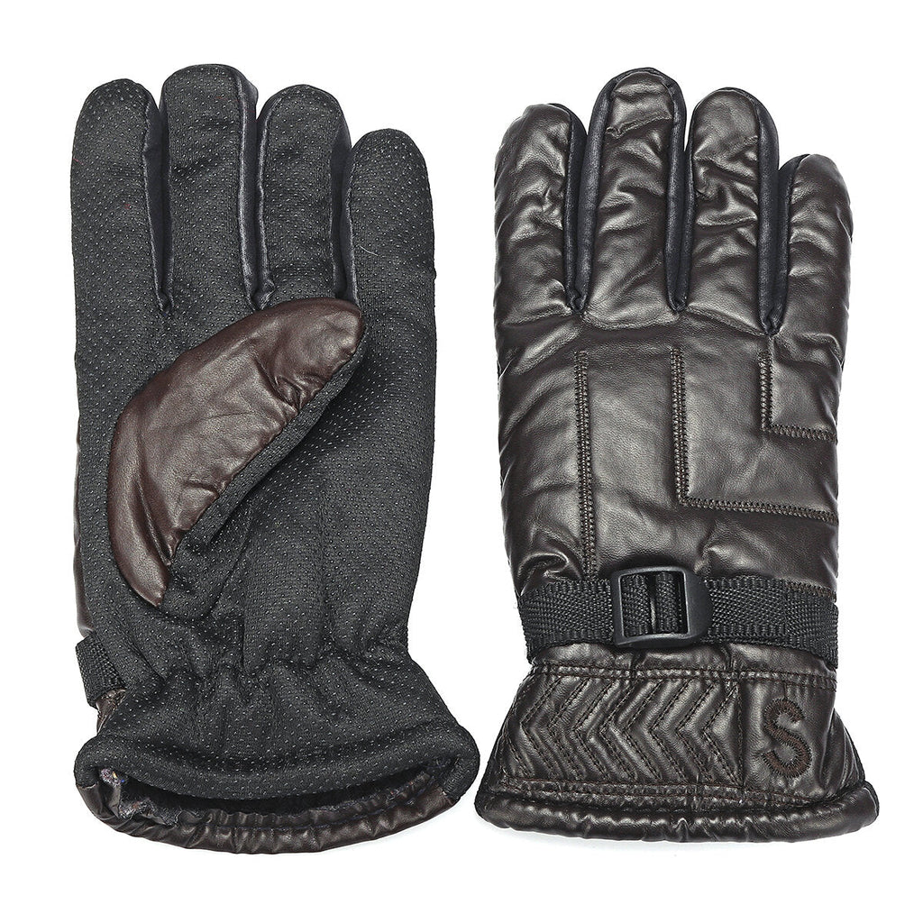 Windproof Leather Mittens: Warm, Fluffy, Cold-Resistant Motorcycle Gloves