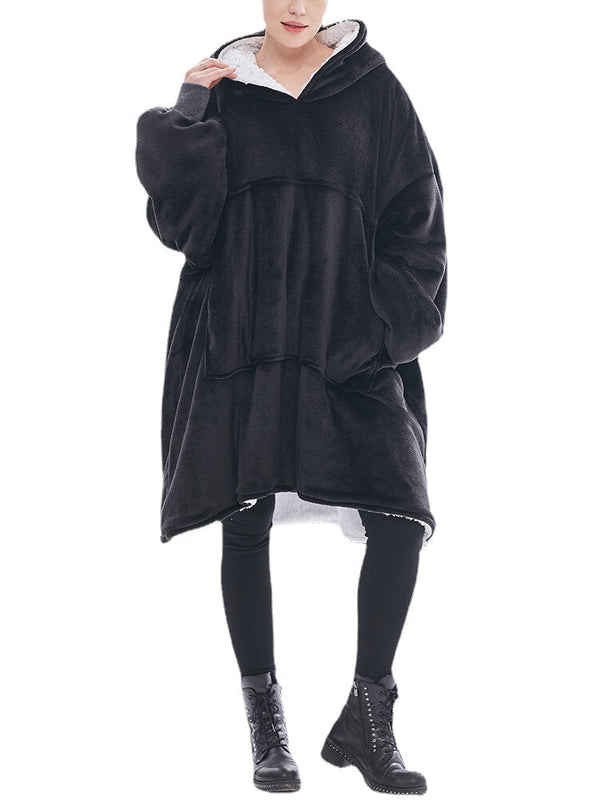 Women's Fleece Lined Blanket Hoodie - Winter Pullover Homewear