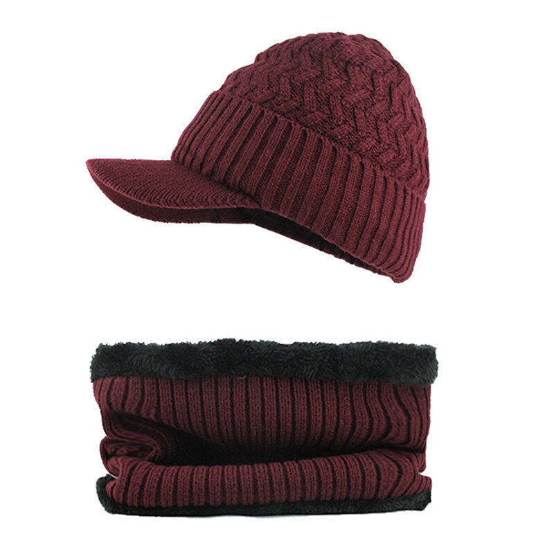 Outdoor Plus Velvet Knit Hat Scarf Set Spot Outdoor Winter Warm Ski Turtleneck Beanie Cap Earmuffs Main image