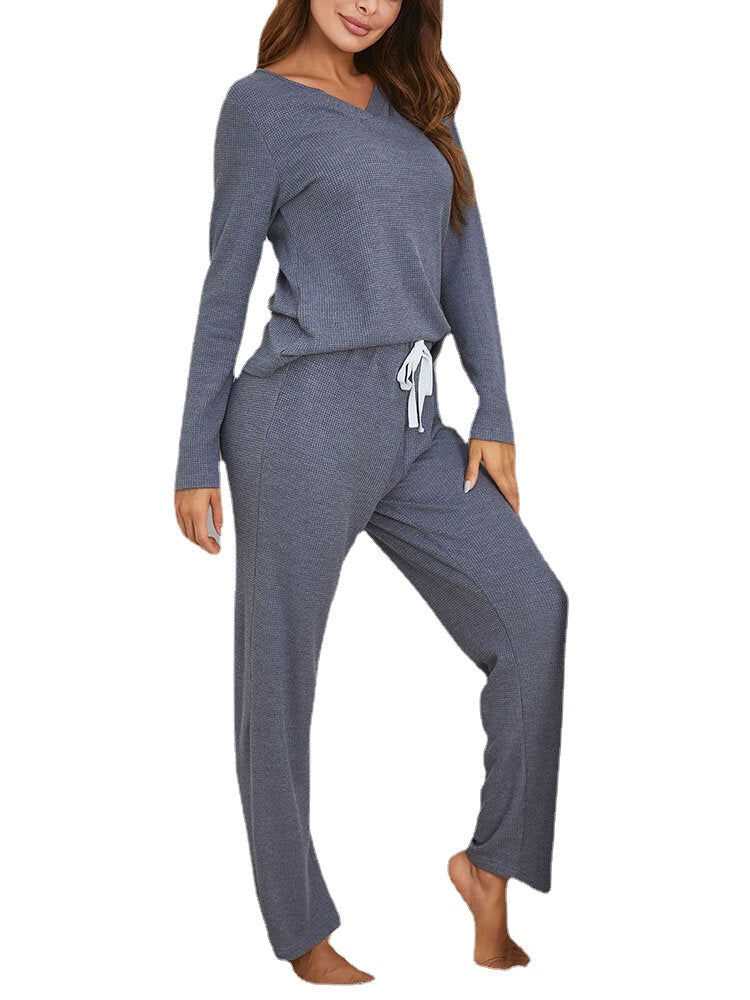 Plus Size Women's V-Neck Two-Piece Lounge Pajama Set