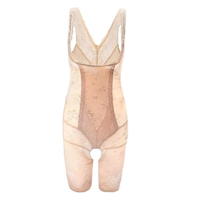Womens Shapewear Firm Control Lace N Smooth Built-in Bra Body Shaper Fajas Crotch Lingerie Sexy Lace Bodysuit Deep V Teddy One Piece Lace Babydoll