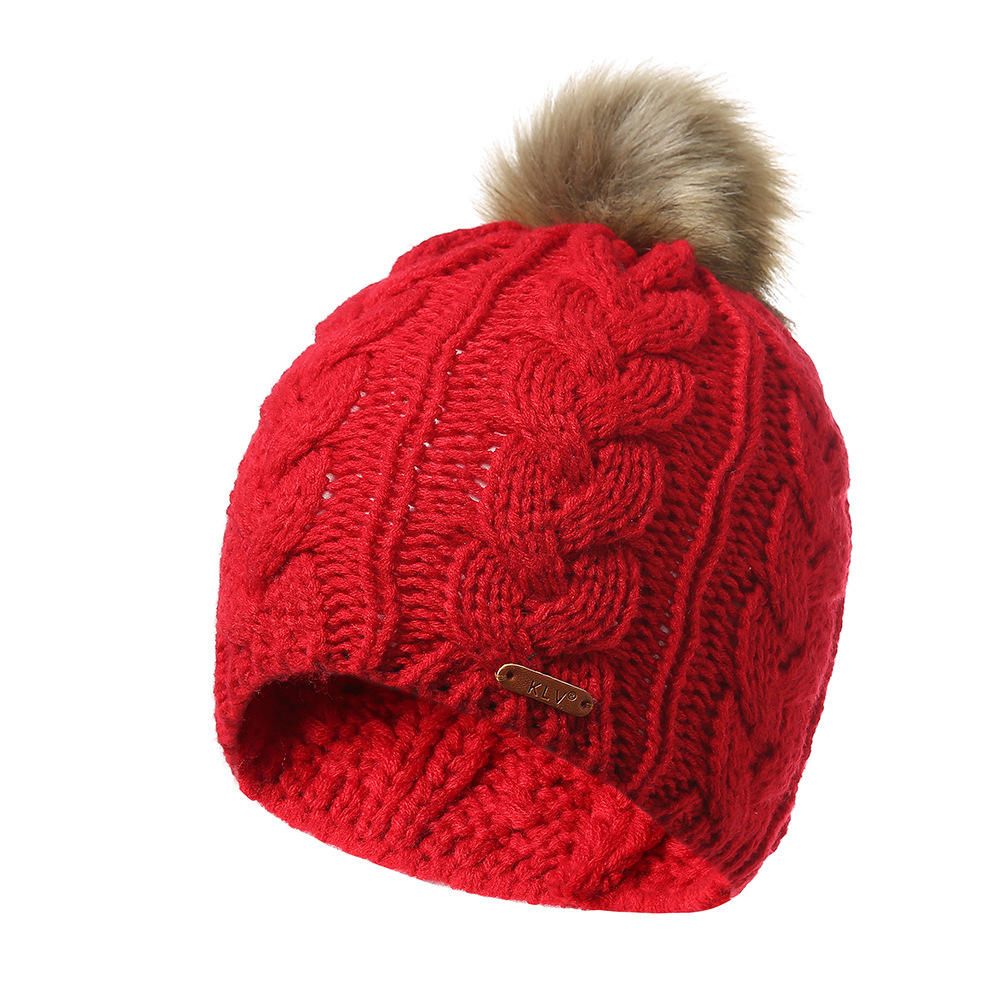 Women's Thick Knit Ski Hat with Earmuffs - Winter Cotton Beanie Main image