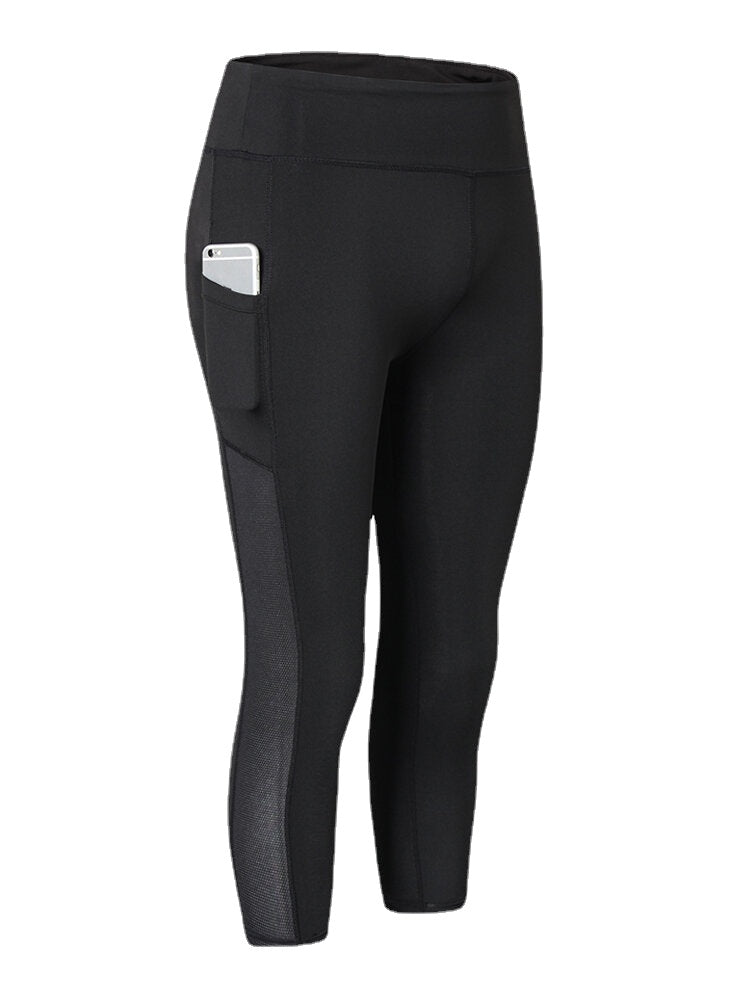 Soprt Women Solid Color Quick Dry Pocket High Waist Elasticity Yoga Pants