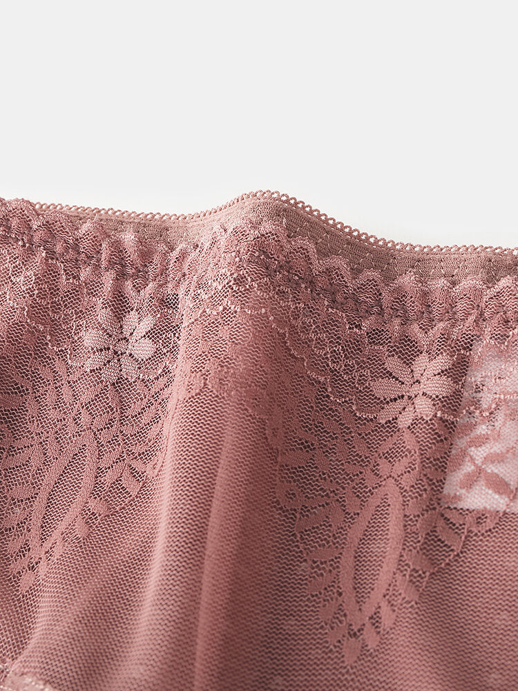 Women's High Waist Lace Sheer Breathable Stretch Lingerie Panties