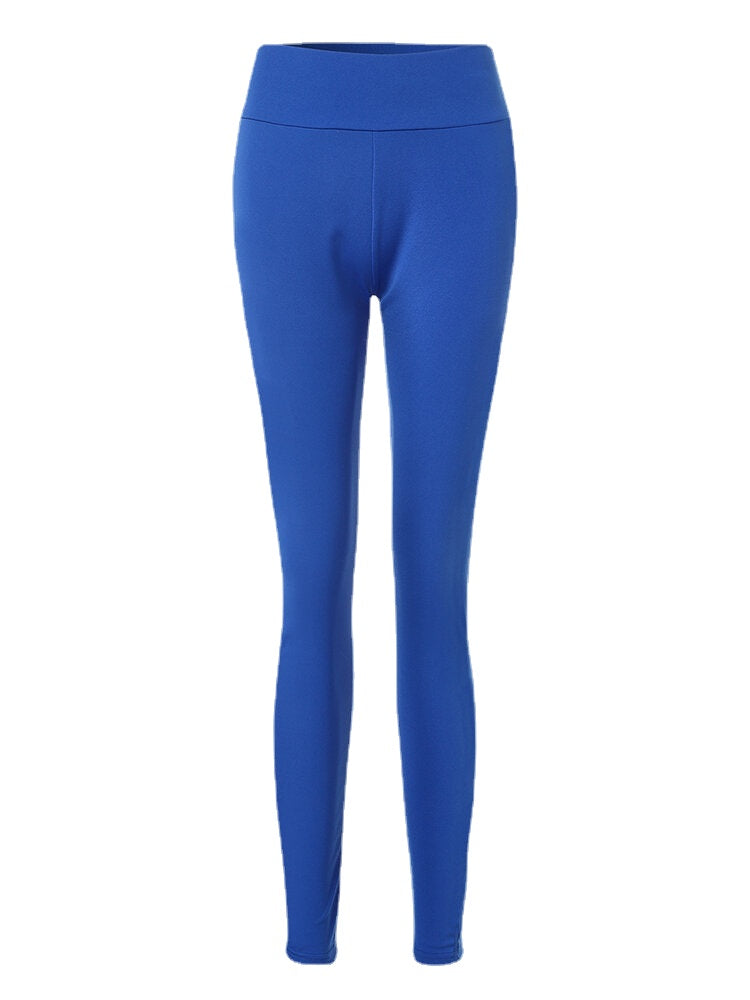 Women Solid Color Pocket Yoga Sport Bodycon Leggings