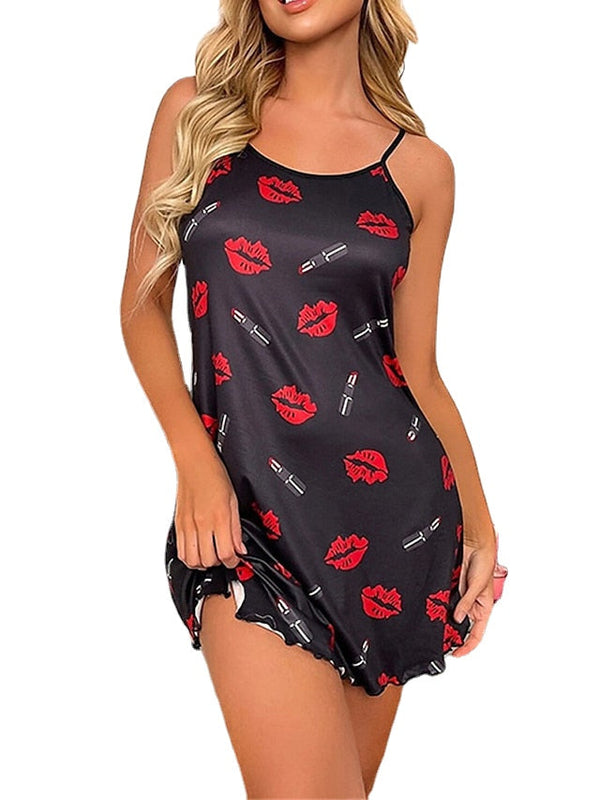 Women's Sheath Dress Slip Dress Mini Dress Sexy Dressy Print Heart Strap Party Home