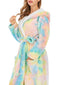 Green Women's Tie Dye Fleece Hooded Sleepwear Robe with Pockets