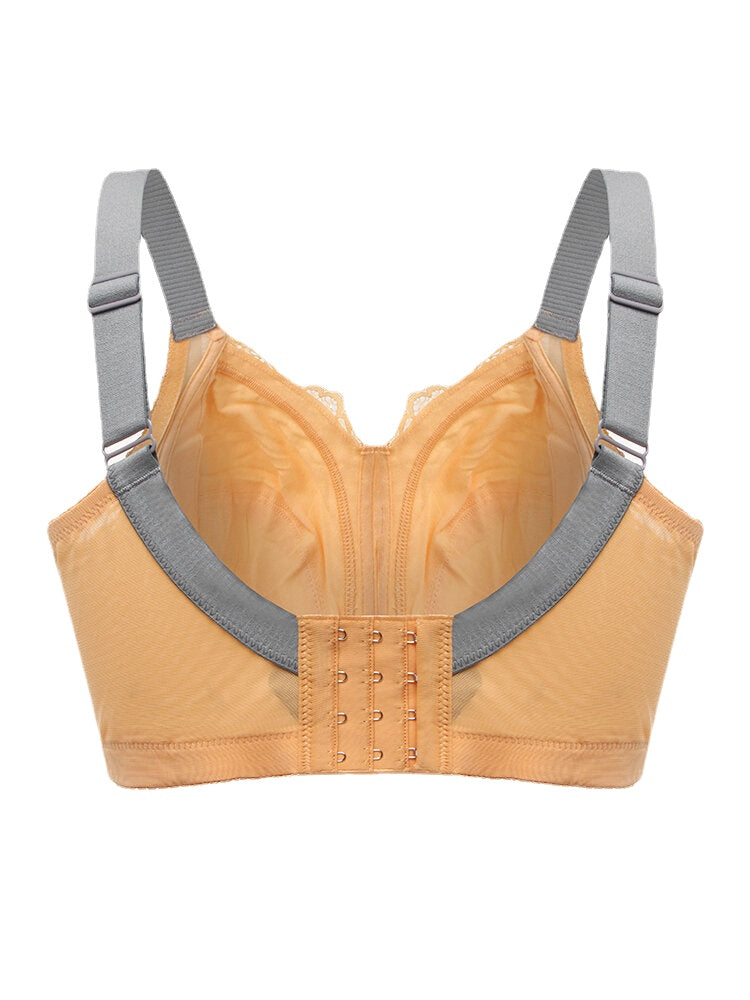 Plus Size Wireless Lightly Lined Full Cup Gather Lace J Cup Yellow Bras
