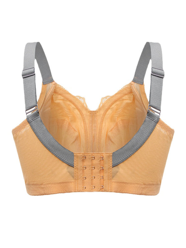 Plus Size Wireless Lightly Lined Full Cup Gather Lace J Cup Yellow Bras