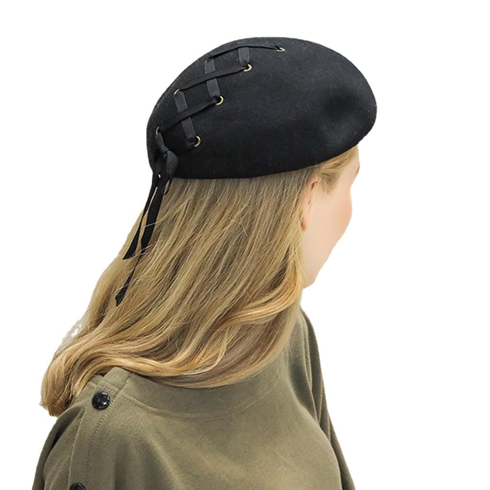 British Style Pure Wool Chain Beret Cap Secondary image