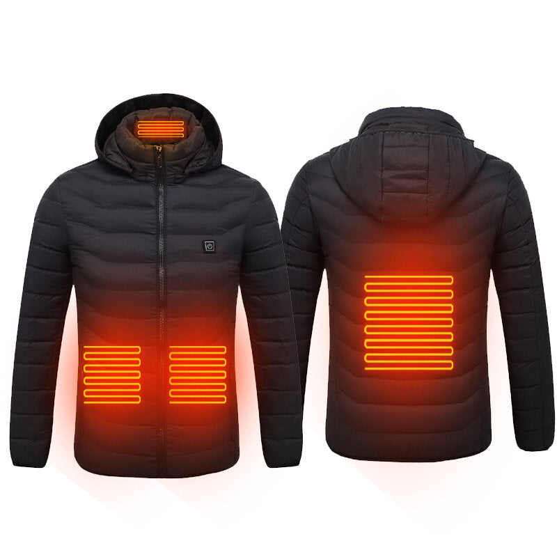 Electric USB Intelligent Heated Warm Back Abdomen Neck Cervical Spine Hooded Winter Jacket Motorcycle Skiing Riding Coats Main image