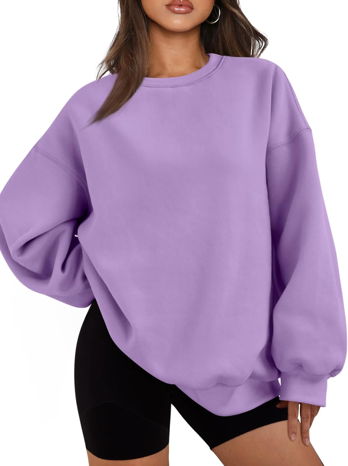 Women's Oversized Fleece Sweatshirt - Fall/Winter Casual Crewneck Pullover Top Secondary image