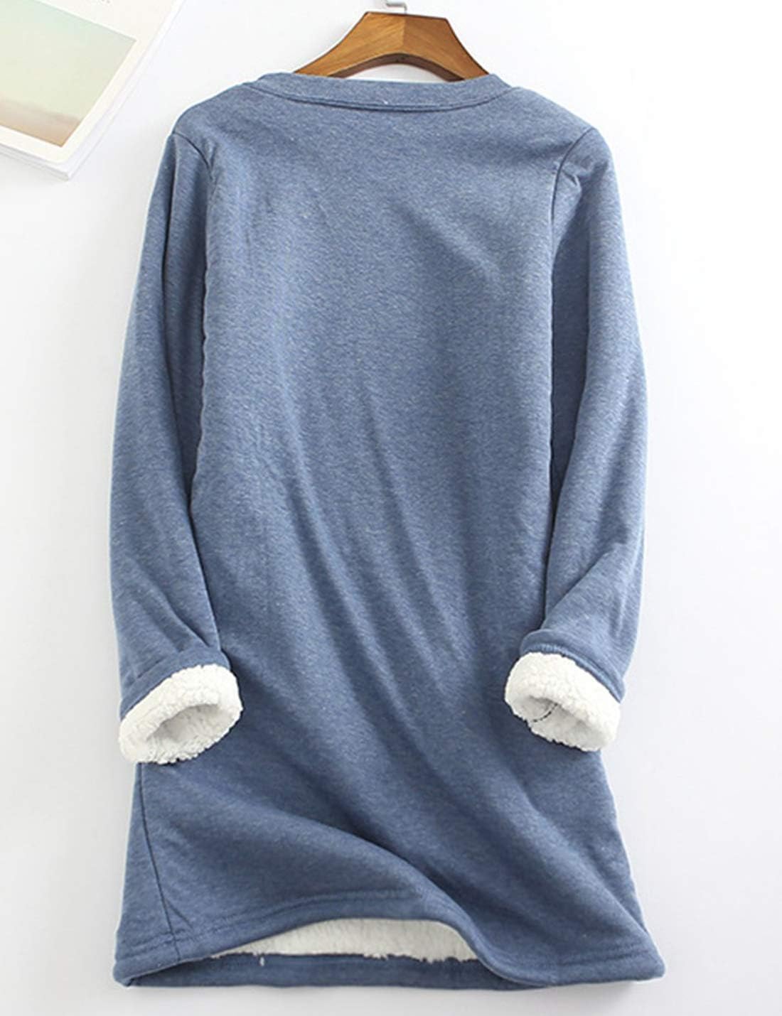 Women's Sherpa-Lined Fleece Sweatshirt - Cozy Crewneck Pullover for Lounge & Sport Secondary image