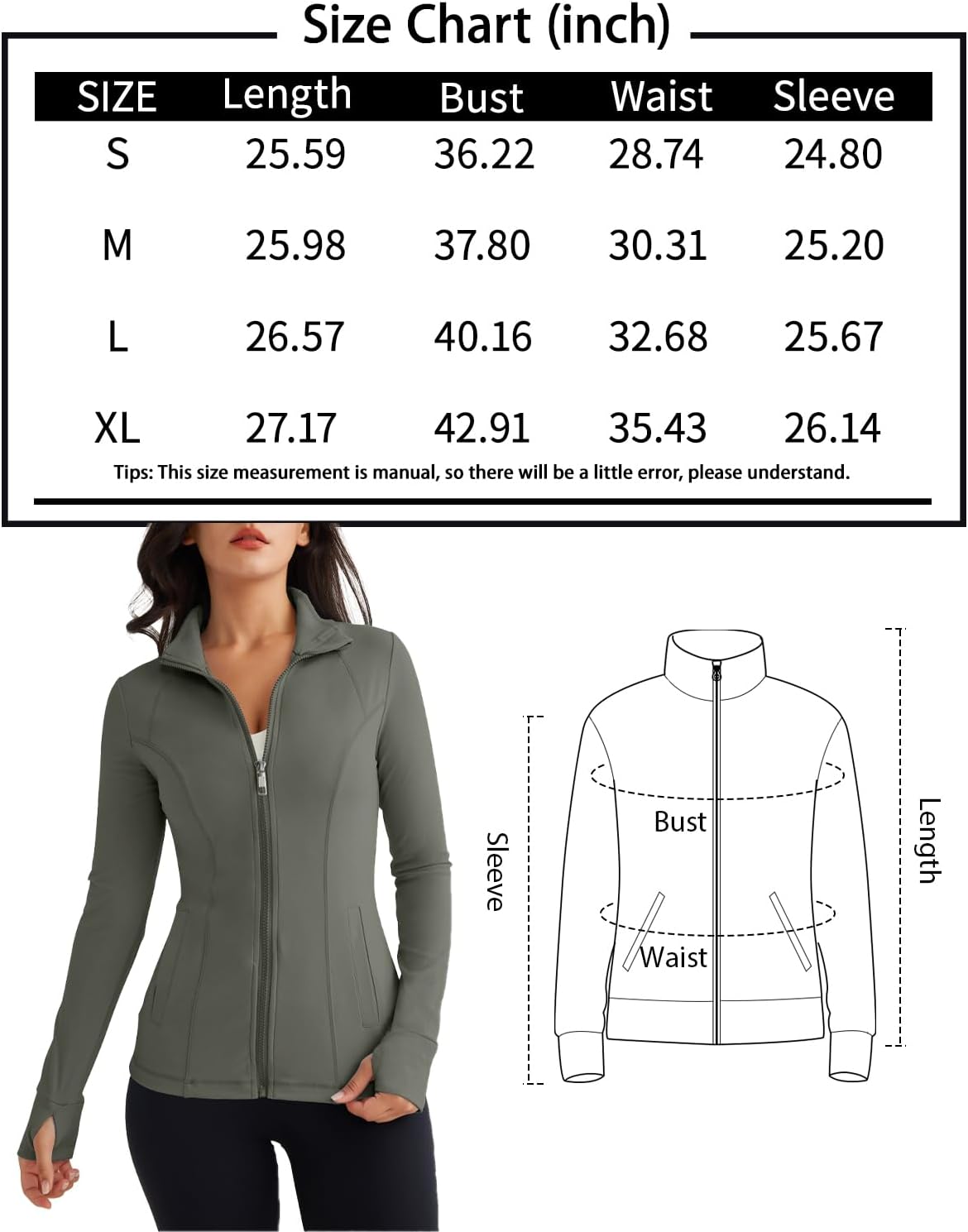 Women’s Full Zip Athletic Jacket – Breathable Lightweight Zip-Up Hoodie with Stand-Up Collar