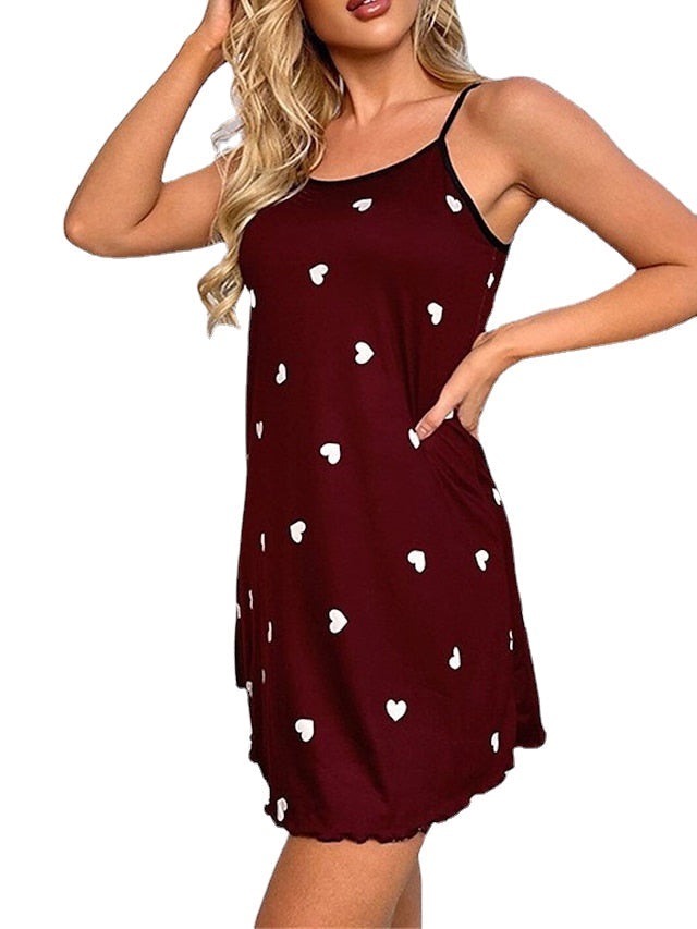 Women's Sheath Dress Slip Dress Mini Dress Sexy Dressy Print Heart Strap Party Home