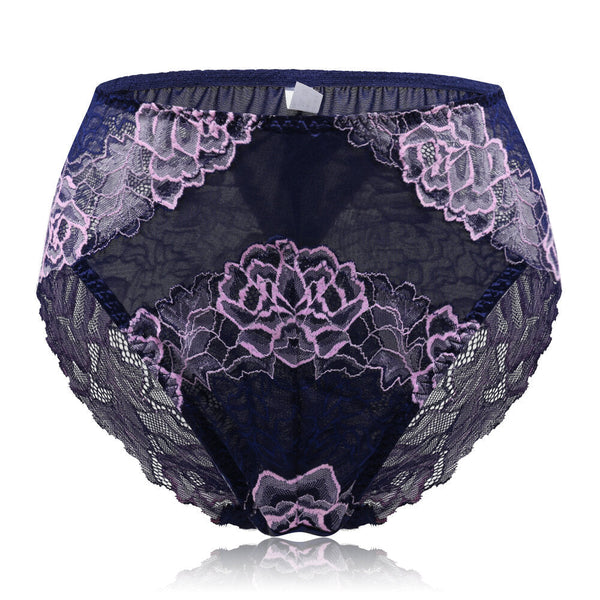 Plus Size Luxury Lace Floral Breathable Briefs