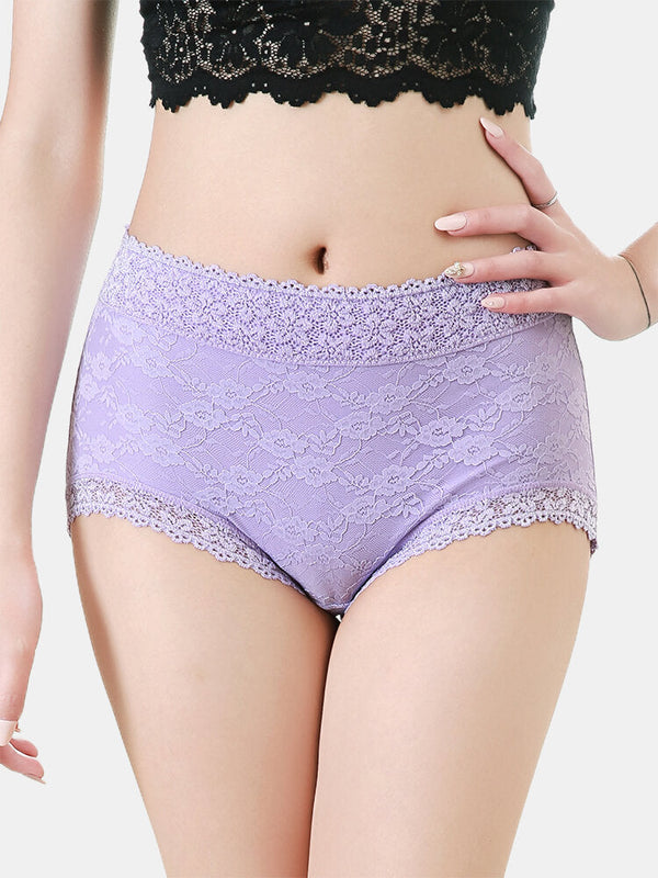 Women's High Waist Lace Full Coverage Panties