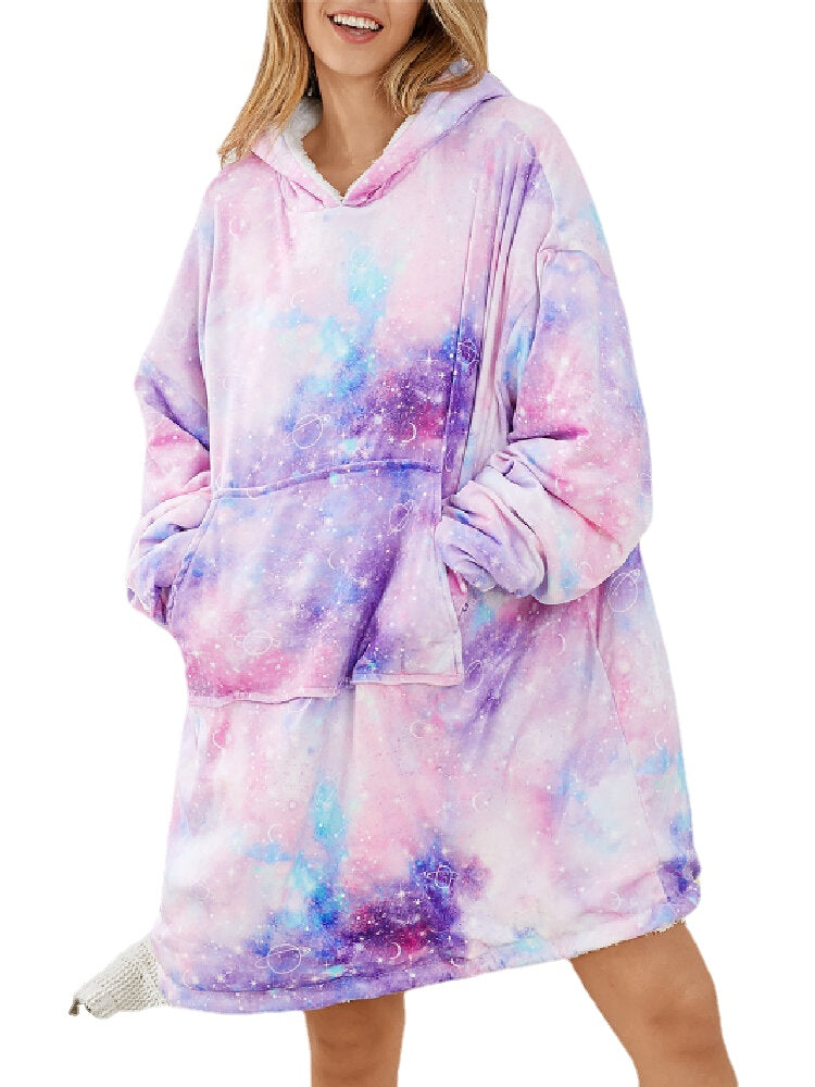 Women's Starry Sky Reversible Blanket Hoodie with Pocket - Oversized, Thick, Comfy Homewear Main image