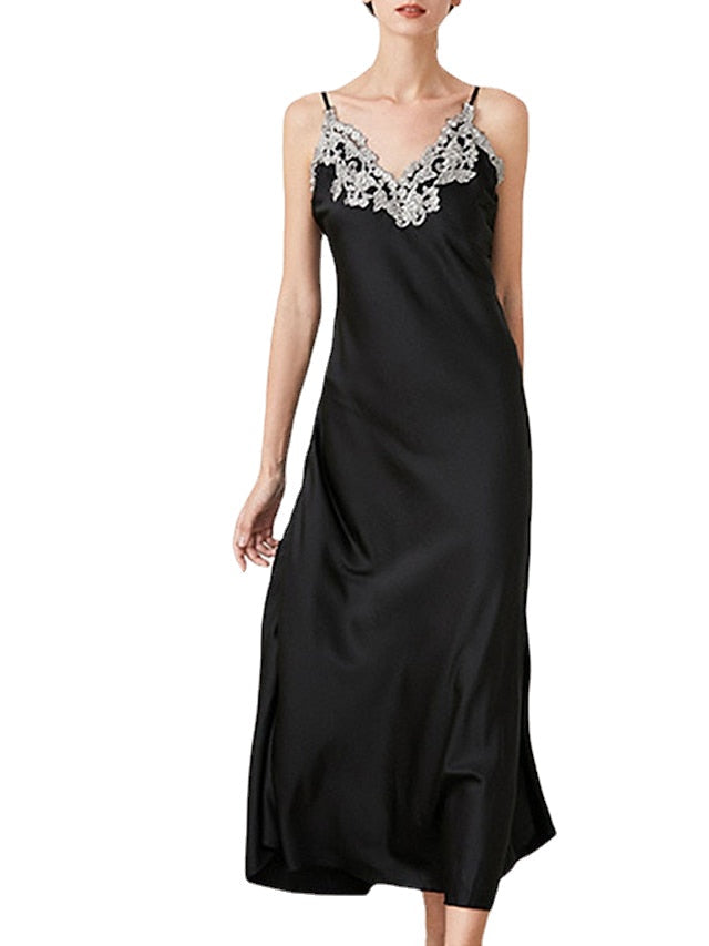 Women's Lace Patchwork ColorBlock Maxi Sheath Dress - Sexy Party Slip Dress