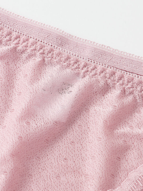 Plus Size Lace Jacquard Sheer High Waist Breathable Panties