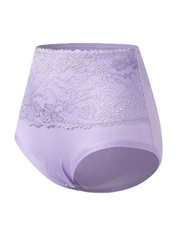 Plus Size Women's Floral Lace High Waist Cozy Panties