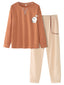 Women's Cute Pig Pajama Set: Long Sleeve Sweatshirt & Loose Jogging Pants for Home Lounge