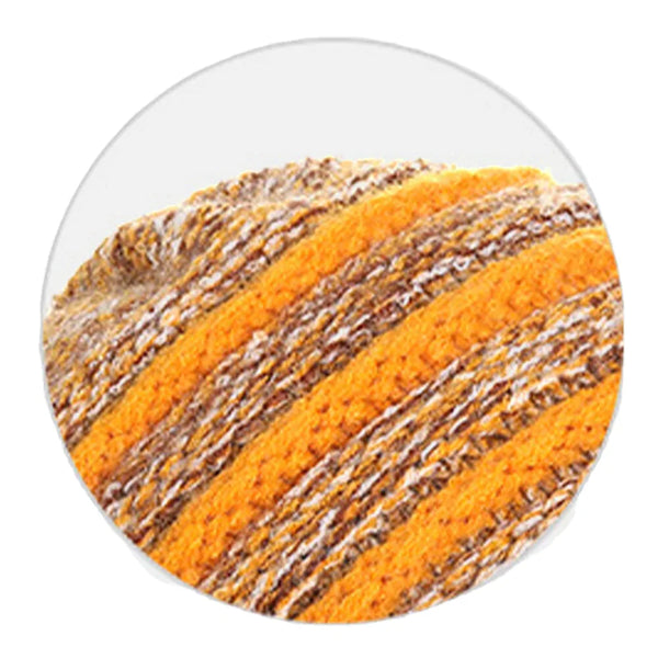 Unisex Wool Stripe Pattern Keep Warm Empty Top Ear Protection Knitted Hat