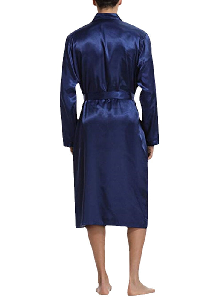 Men Comfortable Mid Long Bathrobe Lightweight Sleepwear Loungewear Secondary image