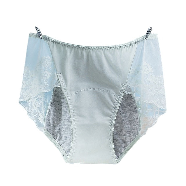 Women's Brief Underwear Period Panties 1 PC Underwear Fashion Simple Sexy Lace Pure Color Cotton Mid Waist Sexy Black Blue Pink