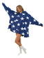 Women's Star Fleece Blanket Hoodie with Kangaroo Pocket - Warm & Cozy