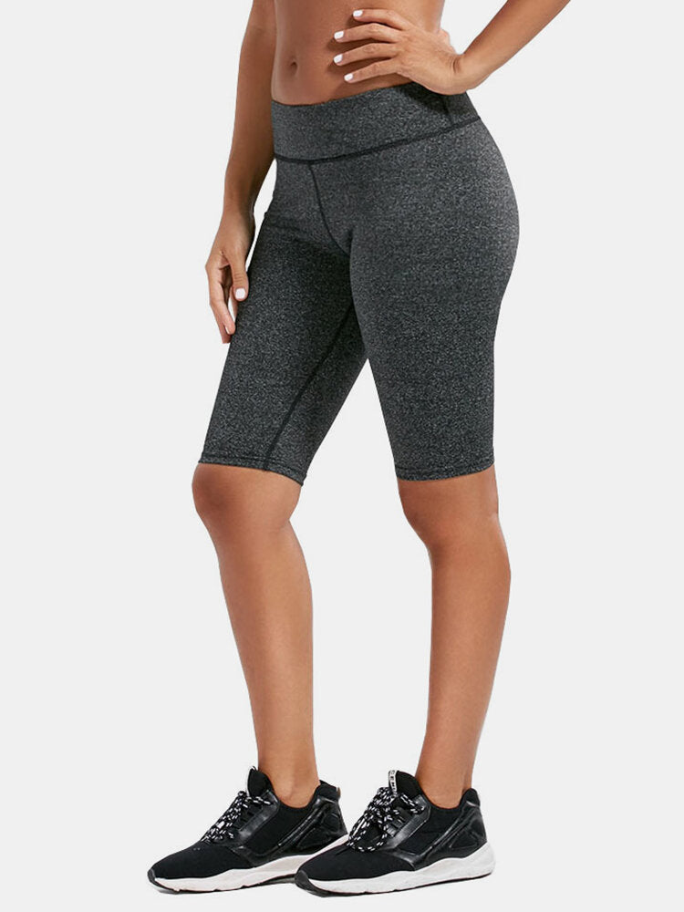Solid Color Women Dry Quickly High Waist Biker Shorts For Running Yoga