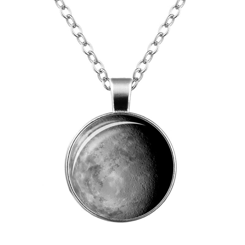Vintage Glass Gem Cabochon Sweater Chain Luminous Planet Series Necklace for Women Secondary image