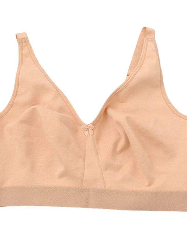 Women's Wireless Bras Padded Bras Fixed Straps Full Coverage Deep U Breathable Pure Color Hook & Eye Date