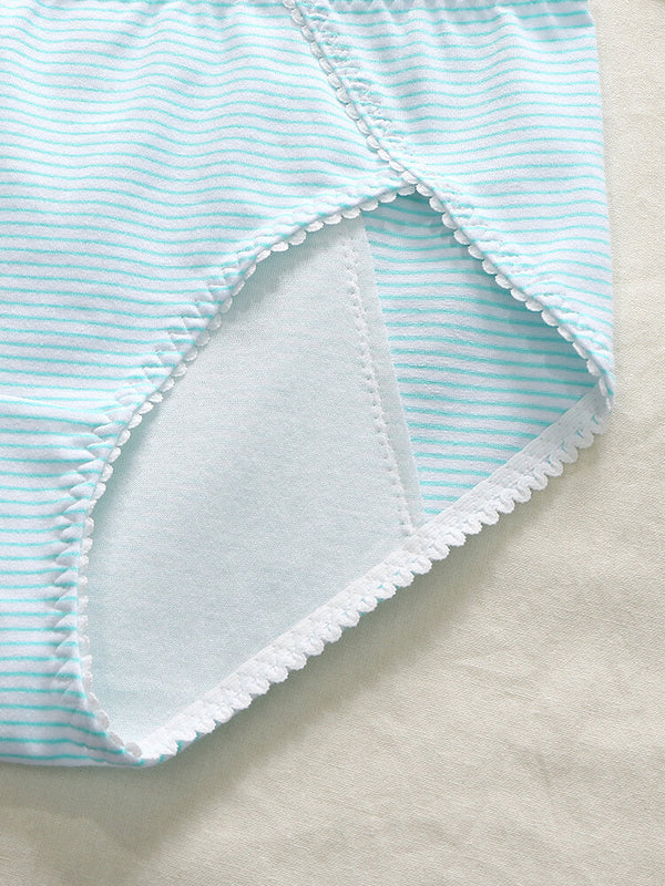 Women's Striped Antibacterial Cotton Mid Waist Panties