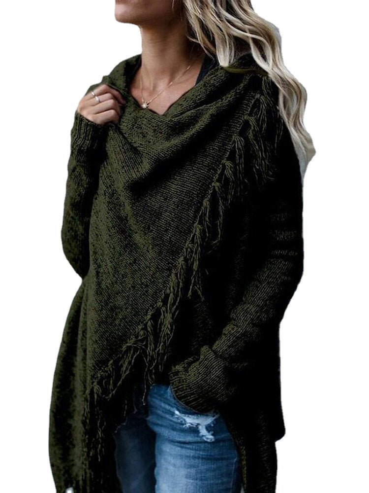 Women Winter Warm Long Sleeve Tassel Sweater Coats Outwears
