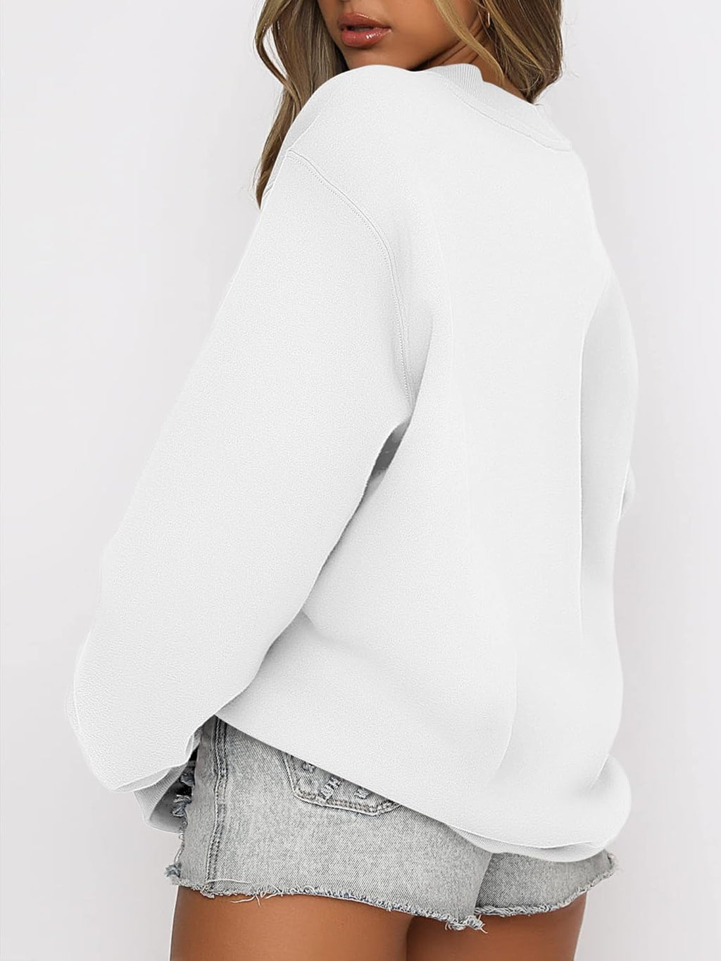 Oversized Crewneck Sweatshirt - Women's Teen Girls Fleece Pullover Sweater Top