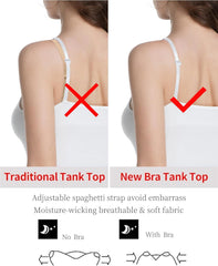 Camisole Tank Top for Women with Built-in Padded Shelf Bra Support,Spaghetti Strap Layering Camis, Basic Undershirt