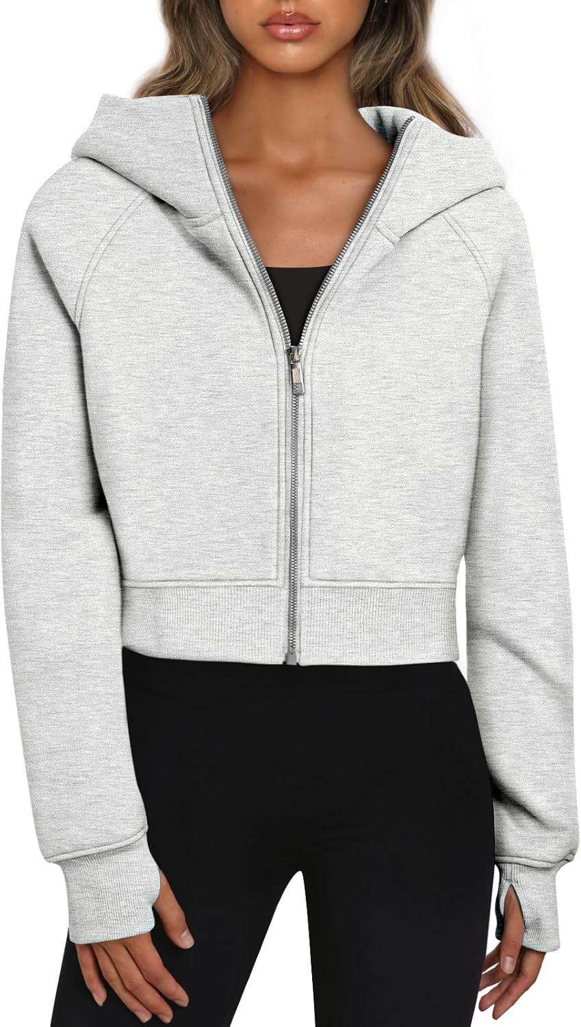 Women’s Full Zip Fleece Hoodie – Cozy Winter Jacket with Drop Shoulder Collar, Soft & Breathable Sweatshirt for Fall & Winter