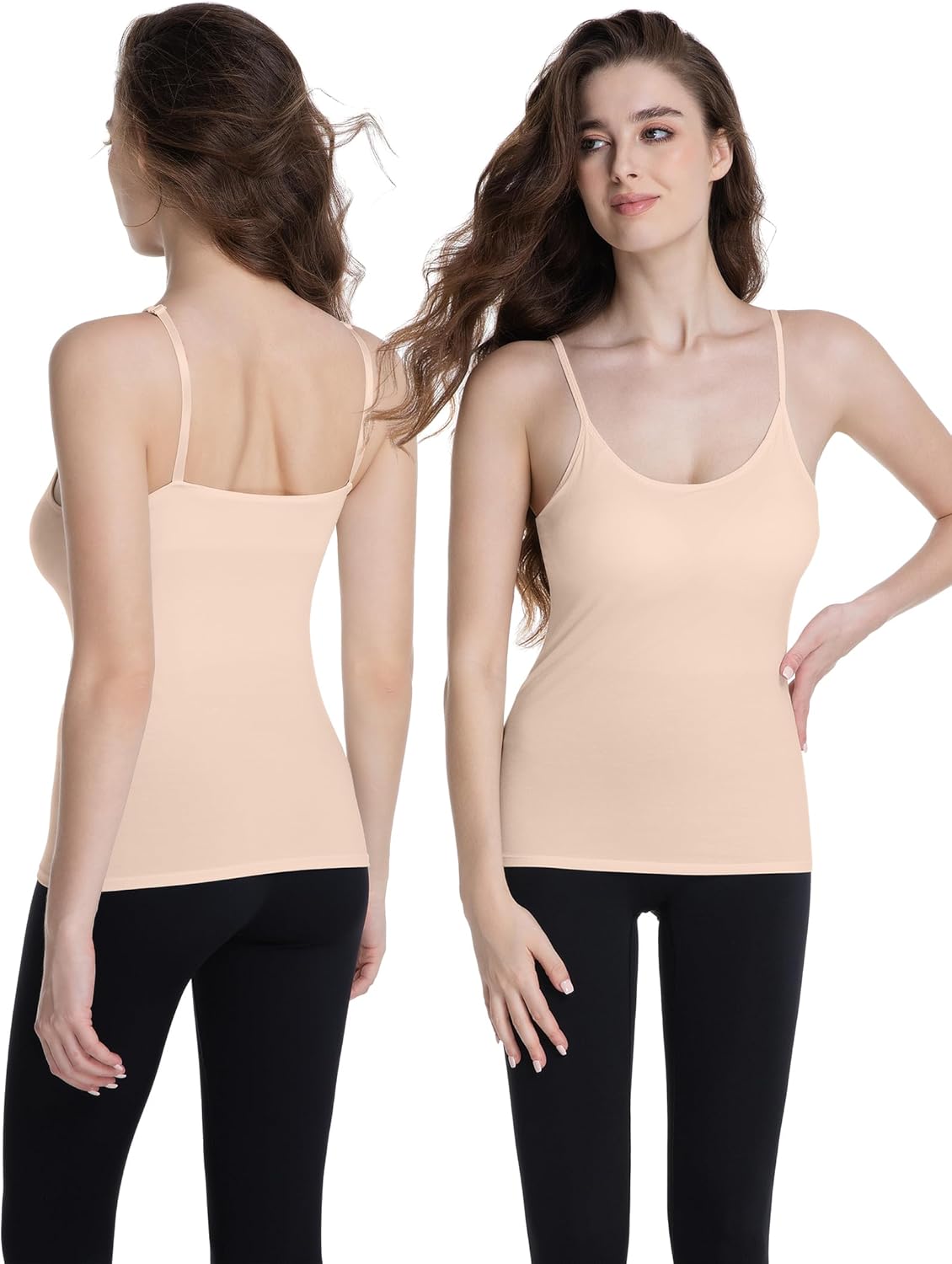 Camisole Tank Top for Women with Built-in Padded Shelf Bra Support,Spaghetti Strap Layering Camis, Basic Undershirt
